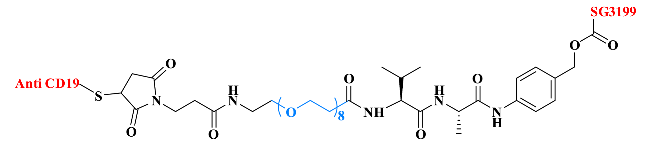 The structure of Zynlonta® contains a PEG8 linker.