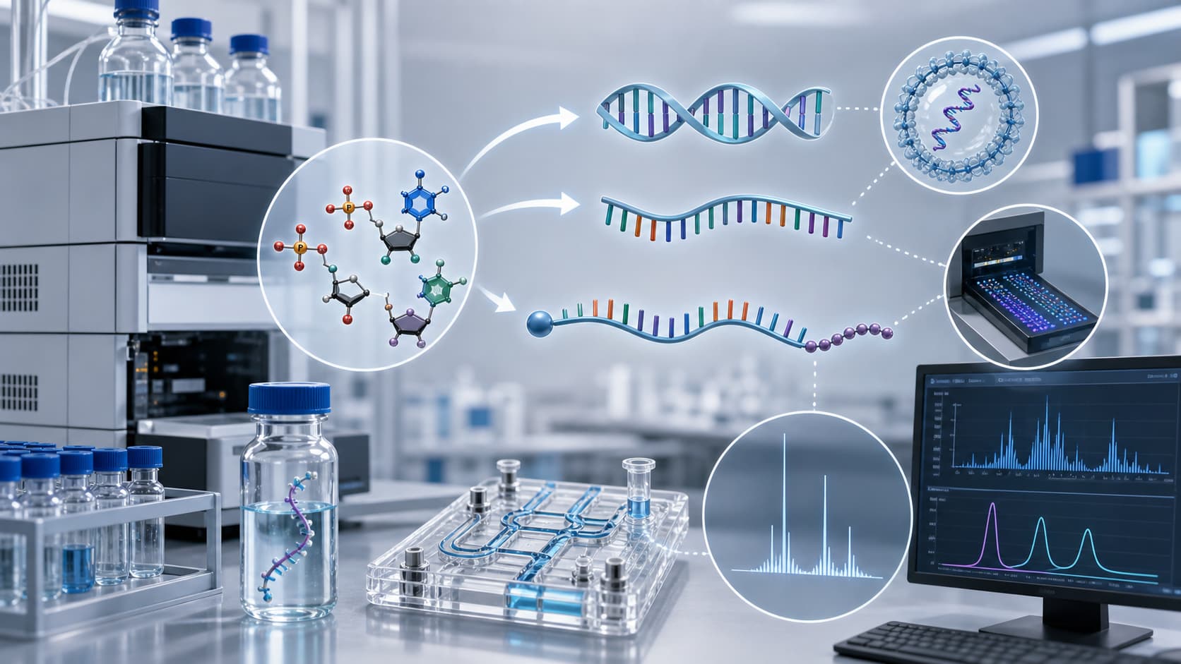 Nucleotide building blocks used in oligonucleotide therapeutics mRNA sequencing and analytical quality control