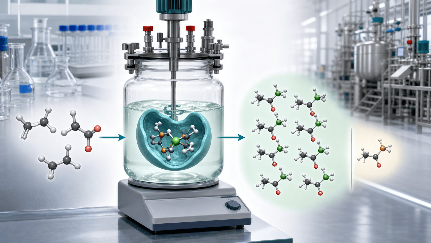 Asymmetric catalysis workflow producing one major enantiomer in chiral synthesis