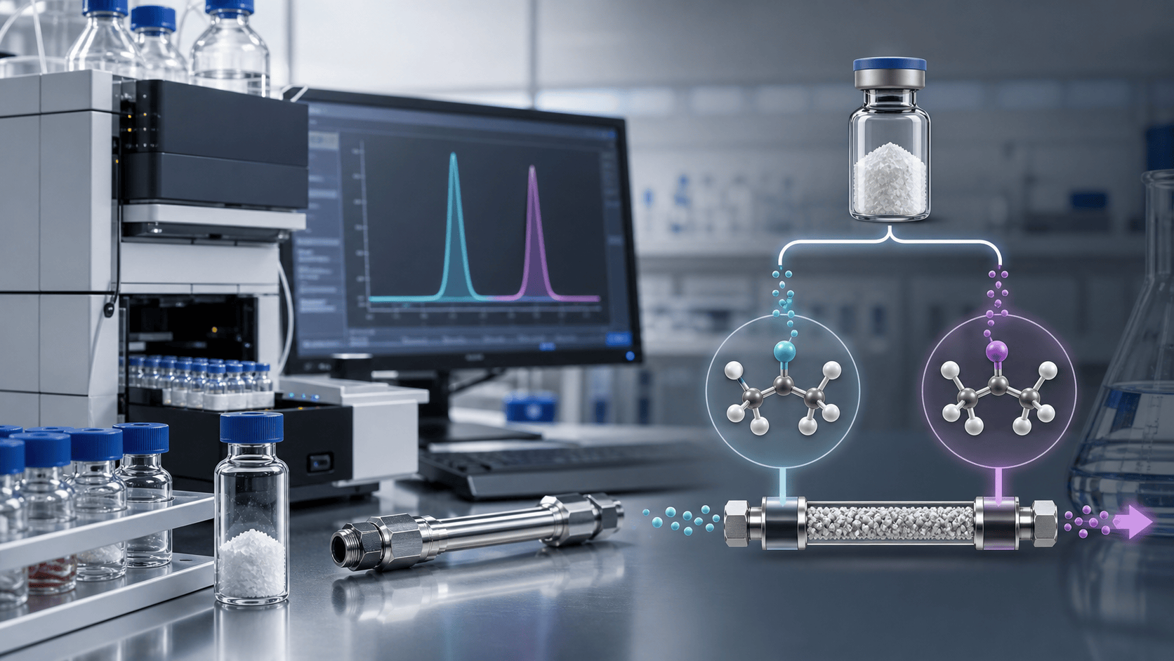 Chiral HPLC analysis separating enantiomers for pharmaceutical quality control